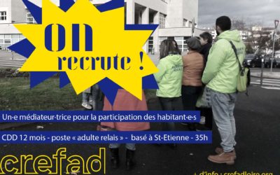 Le Crefad Loire recrute un·e H/F médiateur·trice pour la participation des habitant·e·s